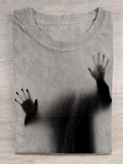 Reflection of Person Lying on Glass T-shirt